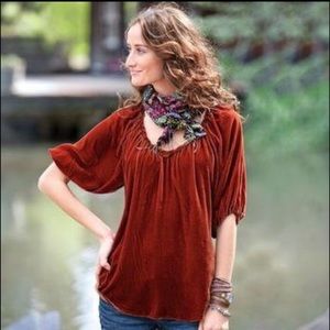 Sundance Crushed Velvet Rust Top XS